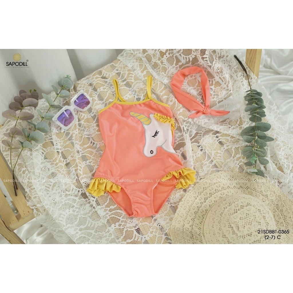 Bộ đồ bơi liền mảnh cho bé gái hình Pony phối turban dễ thương size 10-20kg hàng thiết kế cao cấp