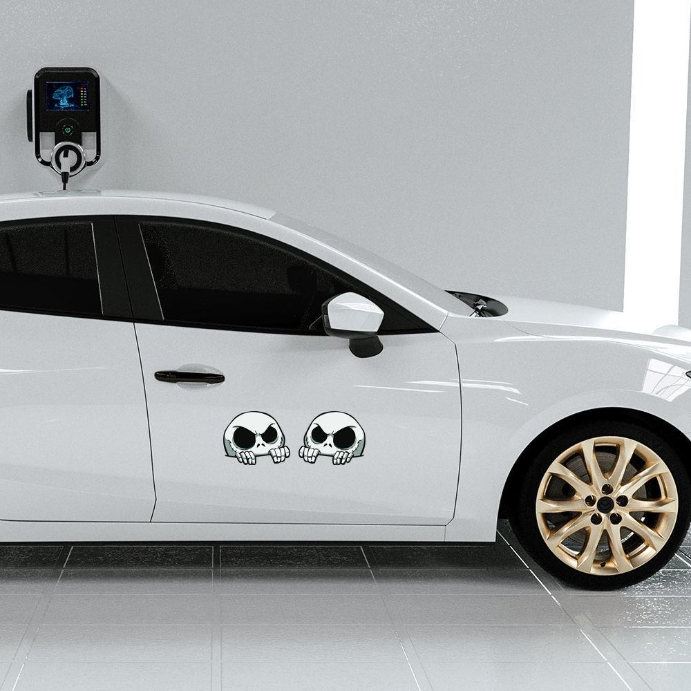 Phiên bản Q hộp sọ Nhãn dán ô tô Hình dán trang trí dễ thương Decal xe máy