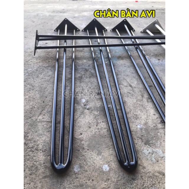 Combo 4 chân bàn sắt hairpin cao 72cm (loại 3 thanh sắt), sơn tĩnh điện, tặng kèm ốc vít