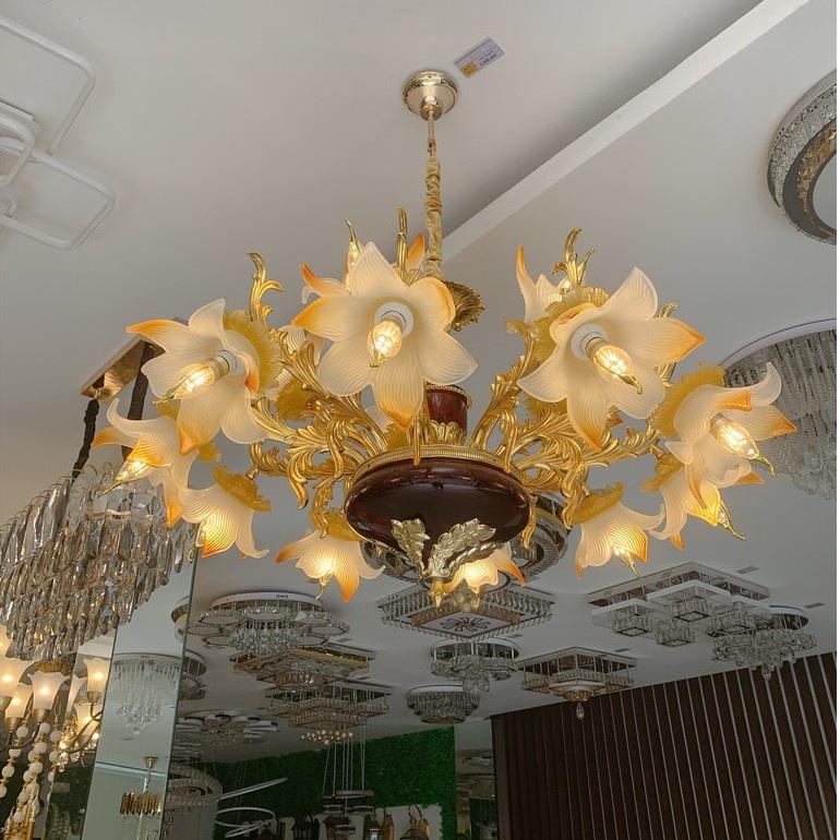 Đèn chùm cổ điển, 15 bóng 5w mạ vàng