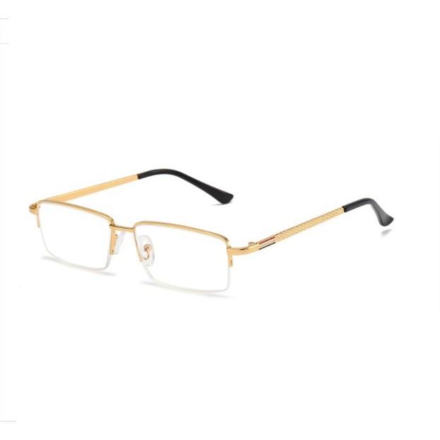 Kính lão thị viễn thị TITAN gọng màu vàng gold doanh nhân KV5PUNIQUI nửa viền hàng cao cấp tặng hộp và khăn