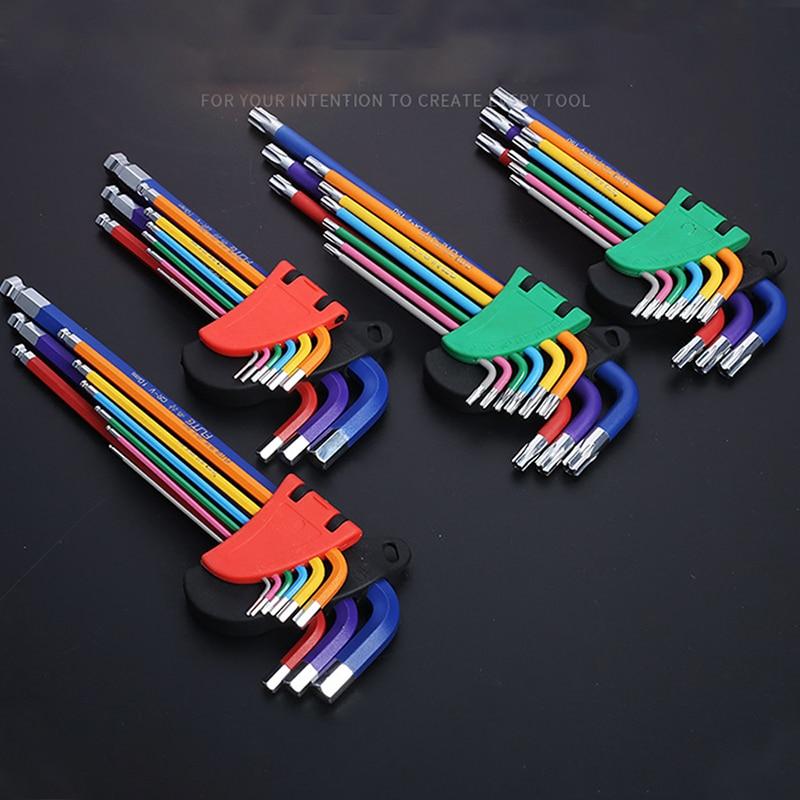 Bộ 9 Tua Vít Lục Giác Nhiều Màu Sắc Chống Mài Mòn Cho Xe Đạp / Xe Máy