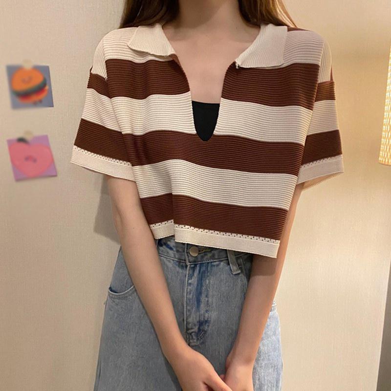 Áo len Montoghi dệt kim CROPTOP CỔ V bản to DÁNG RỘNG phong cách Hàn Quốc