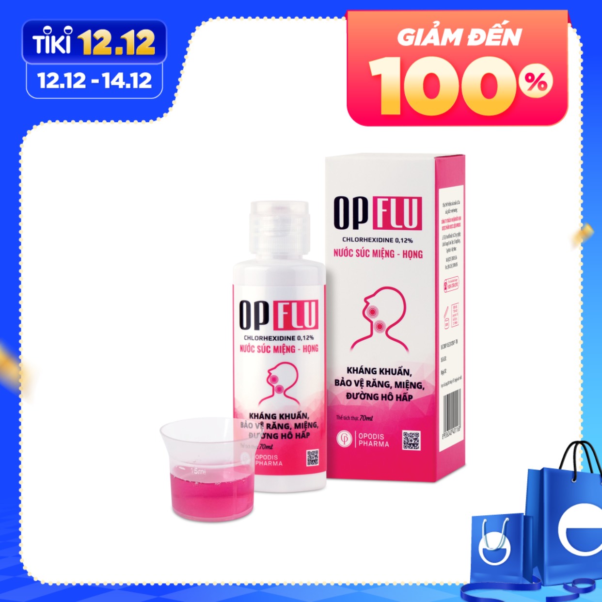 Nước súc miệng diệt khuẩn răng miệng Opflu 70ml