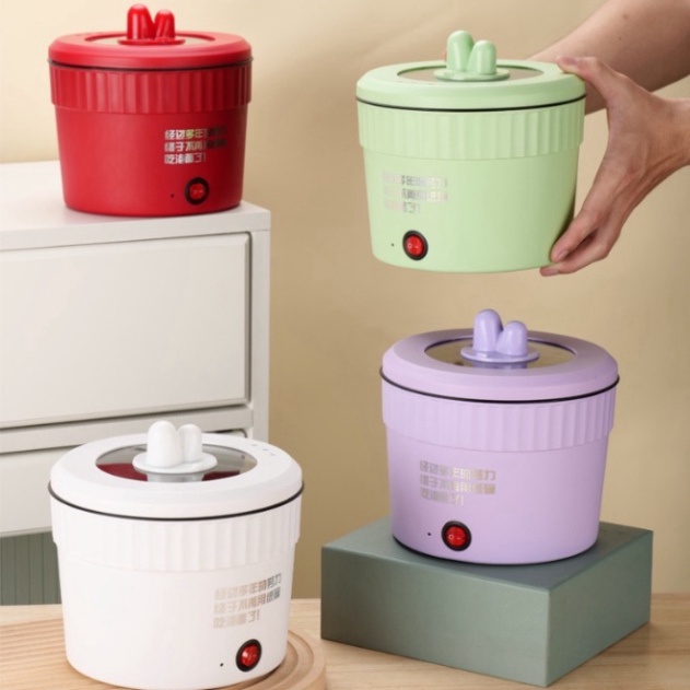 Nồi Lẩu Điện Mini Đa Năng - Ca Nấu Mì Ăn Liền, Cốc Ăn Lẩu Cô Đơn Dung Tích 1L Công Suất 450W Giao Màu Ngẫu Nhiên