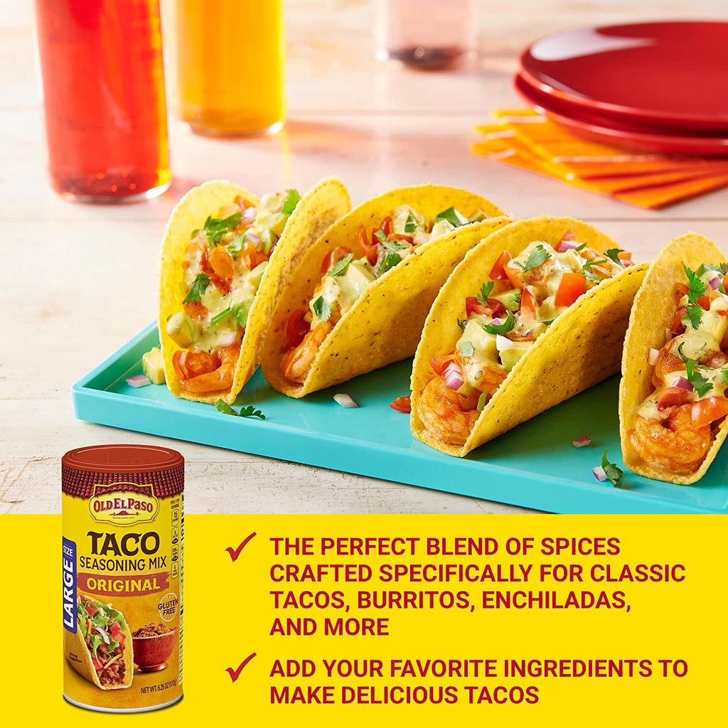 HŨ BỘT GIA VỊ TACO Old El Paso Original Taco Seasoning Mix, VỊ Original PHONG CÁCH MEXICO, 170g (6.25 oz)