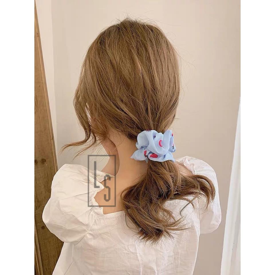 Chun Cột Tóc Dâu Tây Scrunchies Hàn Quốc - Buộc Tóc Scrunchies Dâu Tây