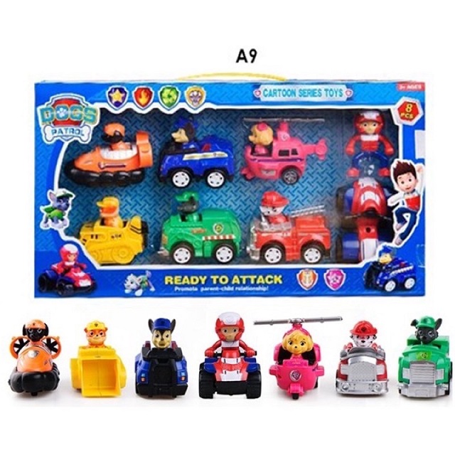 Bộ Đồ Chơi Đội Chó Cứu Hộ Paw Patrol A9 Có Khớp Cử Động Chân Tay 7 Nhân Vật Chất Liệu Nhựa ABS An Toàn Cho Bé