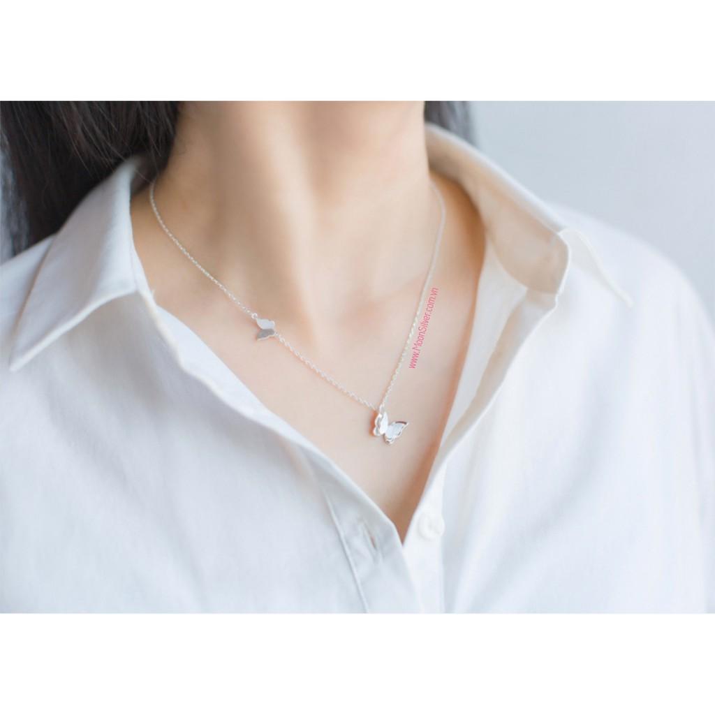 Dây chuyền bạc hình 2 cánh bướm