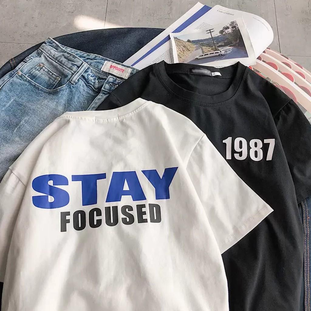Áo thun unisex stee form rộng tay lửng nam nữ STAY FOCUS 19887 aothununisex aophongnam