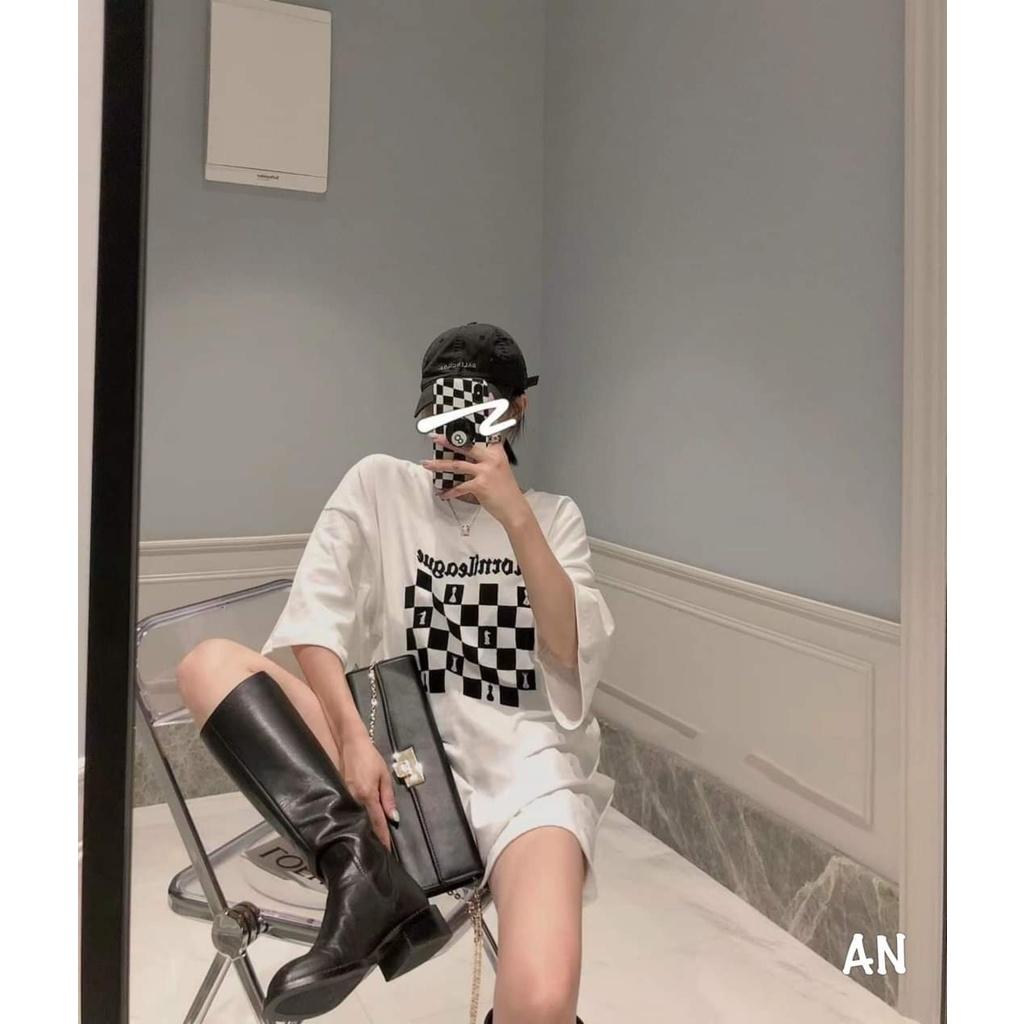 Áo Thun Bàn Cờ Trước - Áo thun tay lỡ form rộng Unisex 38-65kg Nam Nữ