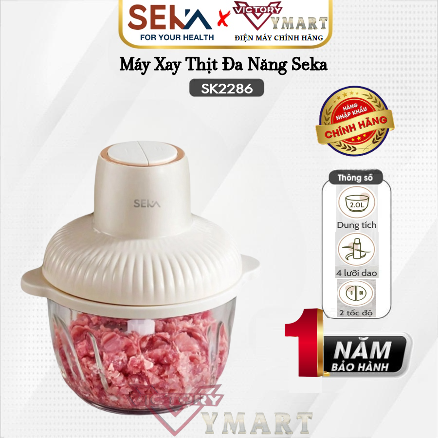 Máy Xay Thịt, Thực Phẩm Đa Năng SEKA SK2286 Cối Thủy Tinh 2L - 500W - Hàng Chính Hãng