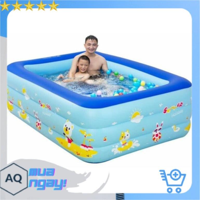 Bể Bơi Cho Bé, Bể Bơi Phao 3 Tầng Kích Thước 2M1 ( 210x135xCao55Cm ), Hàng Loại 1 Có Đáy Chống Trượt