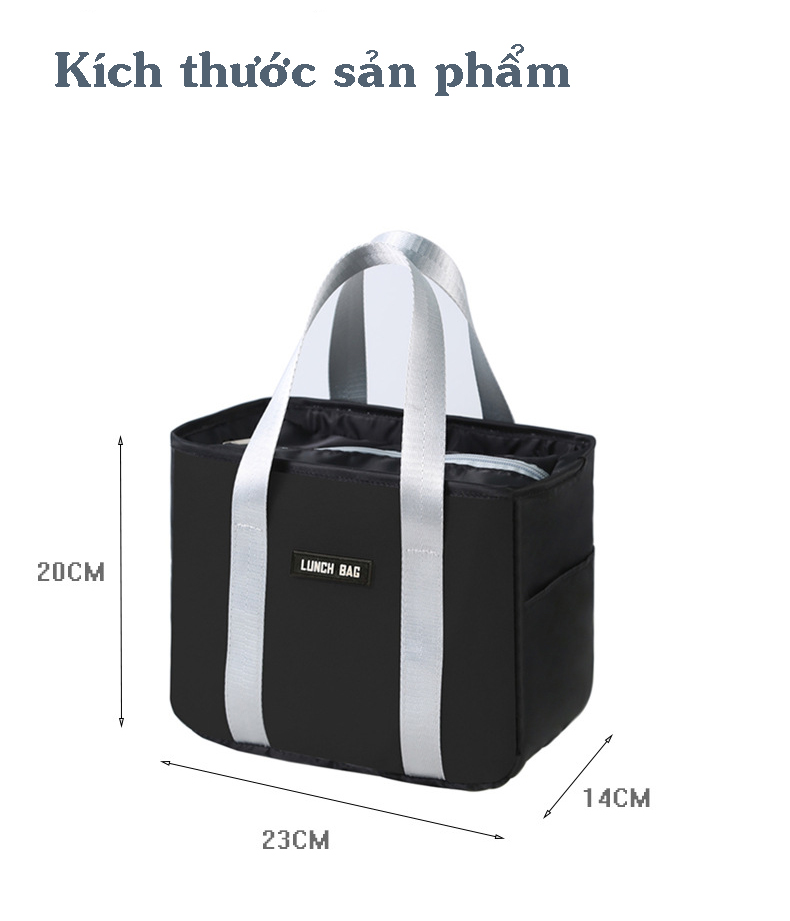 Túi giữ nhiệt đựng cơm văn phòng dung tích lớn dùng cho người đi làm học sinh, sinh viên, Chống thấm nước