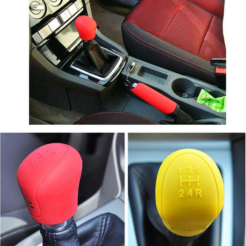 5 Speed Manual Car Gear Shift Knob+Handbrake Cover Silicone Sleeve