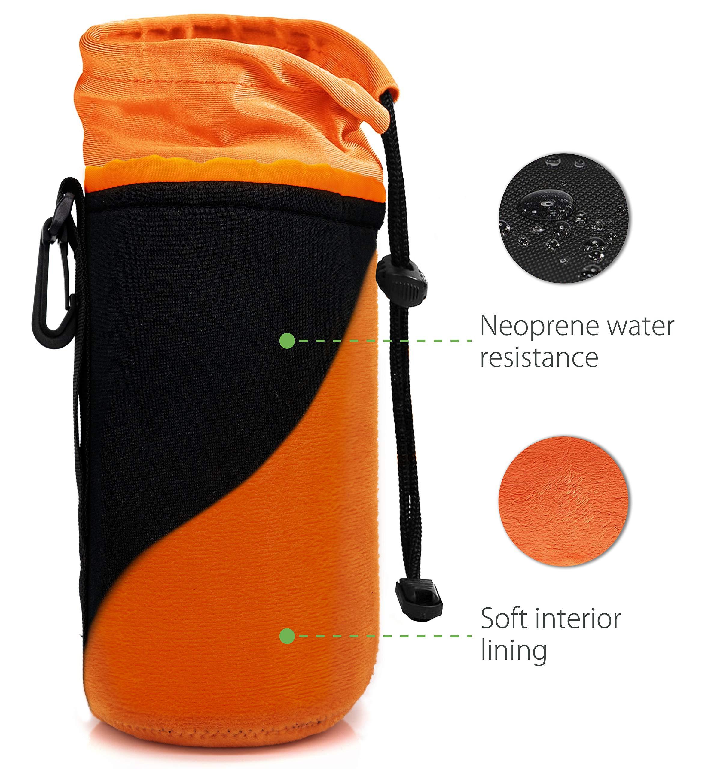 Túi ống kính Neoprene với Fleece Cho ăn - Túi bảo vệ túi ống kính -Repellent cho ống kính máy ảnh, ví dụ: Canon, - Đen