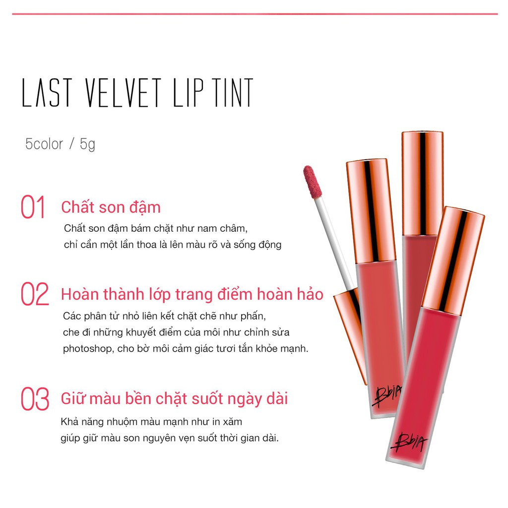 Hình ảnh Son kem lì Bbia Last Velvet Lip Tint - 20 More Mature 5g (Màu hồng đỏ đất)
