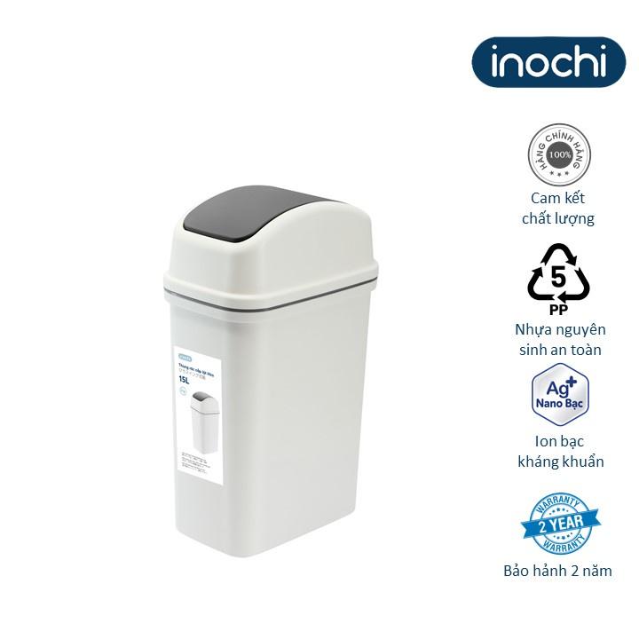 Thùng rác nắp lật Hiro 10L (loại kèm ruột)-inochi-chất lượng chuẩn Nhật Bản