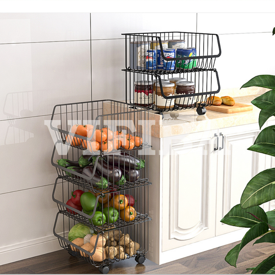 Kệ Rổ Nhà Bếp Đa Năng Chính Hãng VIFIBA Có Bánh Xe, Kệ Nhà Bếp Đựng Rau Củ Đồ Dùng Nhà Bếp Thép Carbon Chống Gỉ Sét Siêu Bền