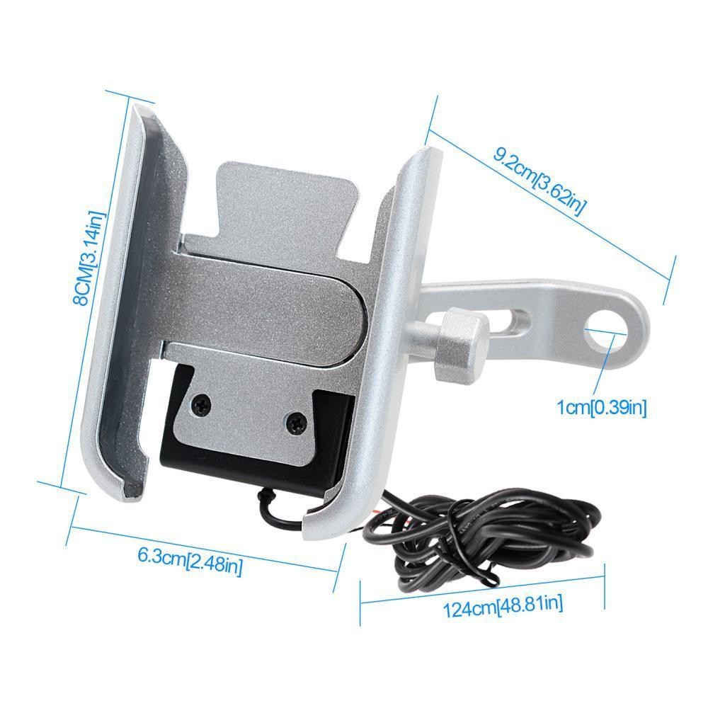 Universal Motorcycle Scooter Phone Mount Holder USB Charger for 4" - 6.5"