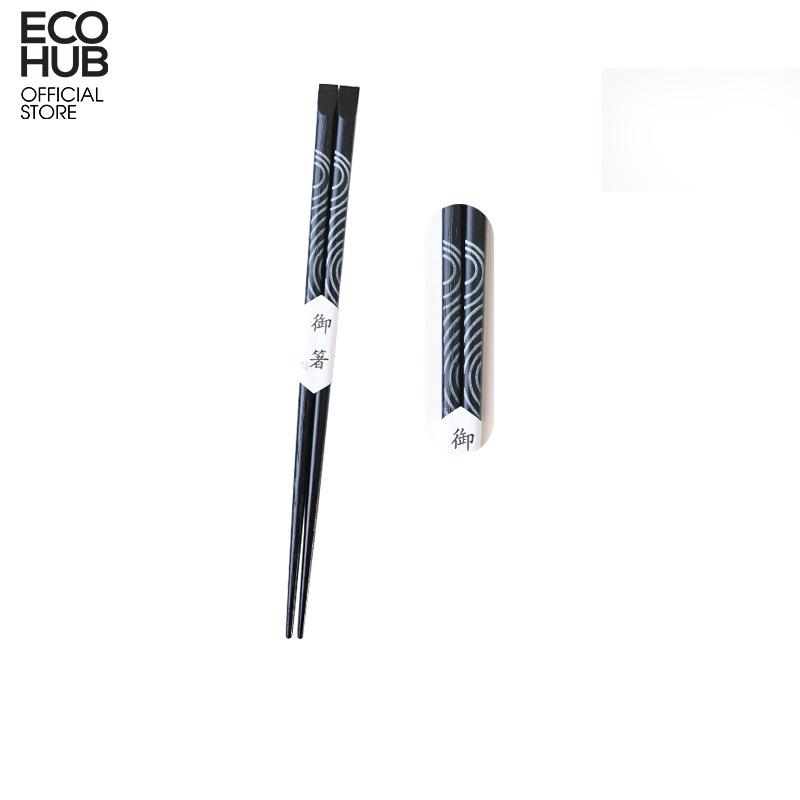 Đũa gỗ lim ECOHUB họa tiết phong cách Nhật Bản 22.5cm E00317