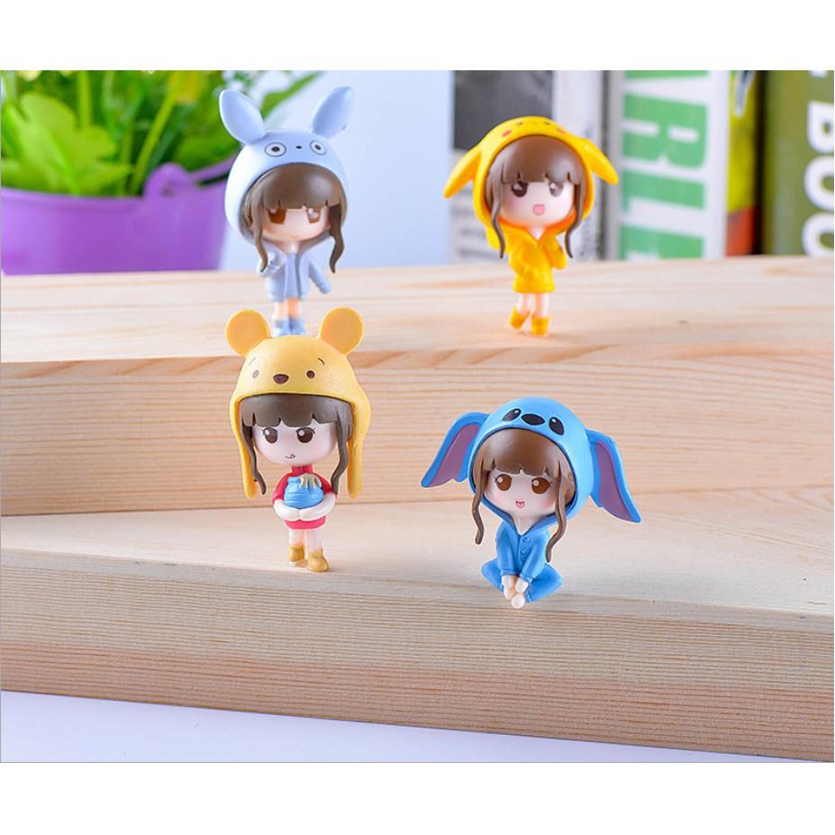 Combo 04 bé cute đội mũ gấu Pooh, Stitch, Totoro và Pikachu