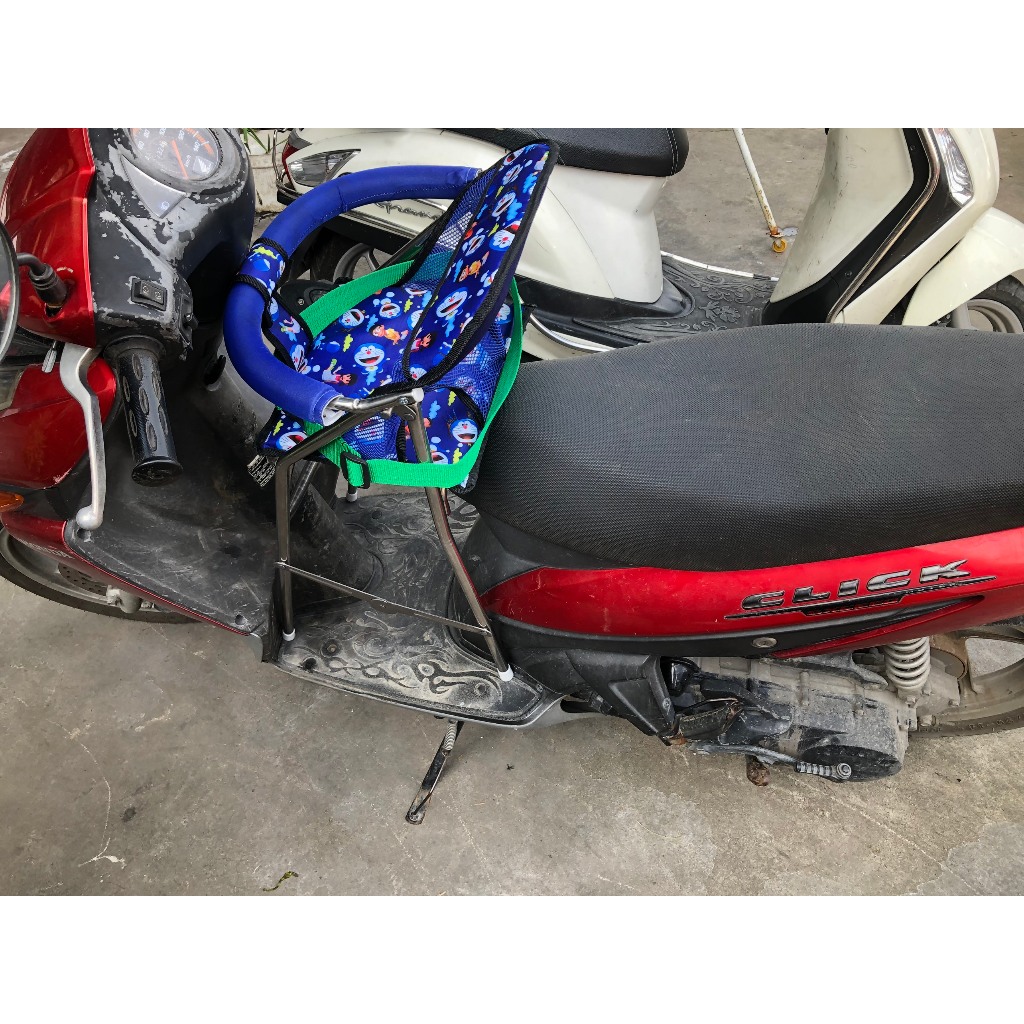 ( GHẾ INOX CÓ DÂY ĐAI ) Ghế ngồi xe tay ga cho bé (có cả dây đai và vòng bảo hiểm an toàn) ghế ga xếp INOX Cao Cấp