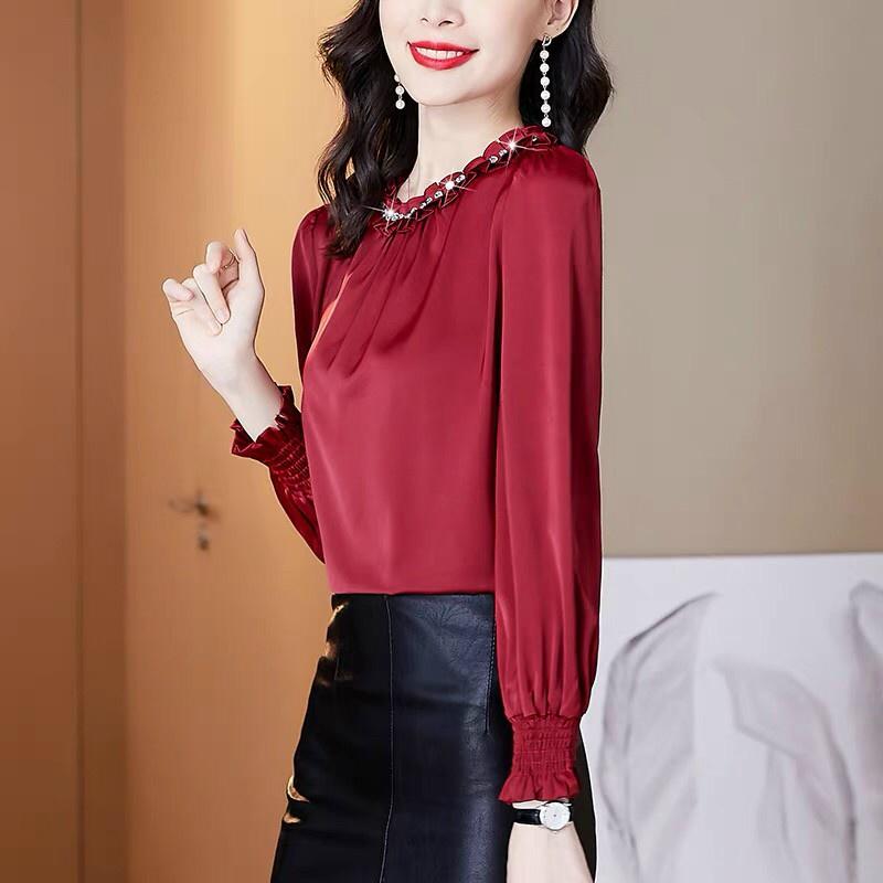 Áo Kiểu Công Sở Cổ Tròn Phối kiêm Sa Cực Sang BY6382
