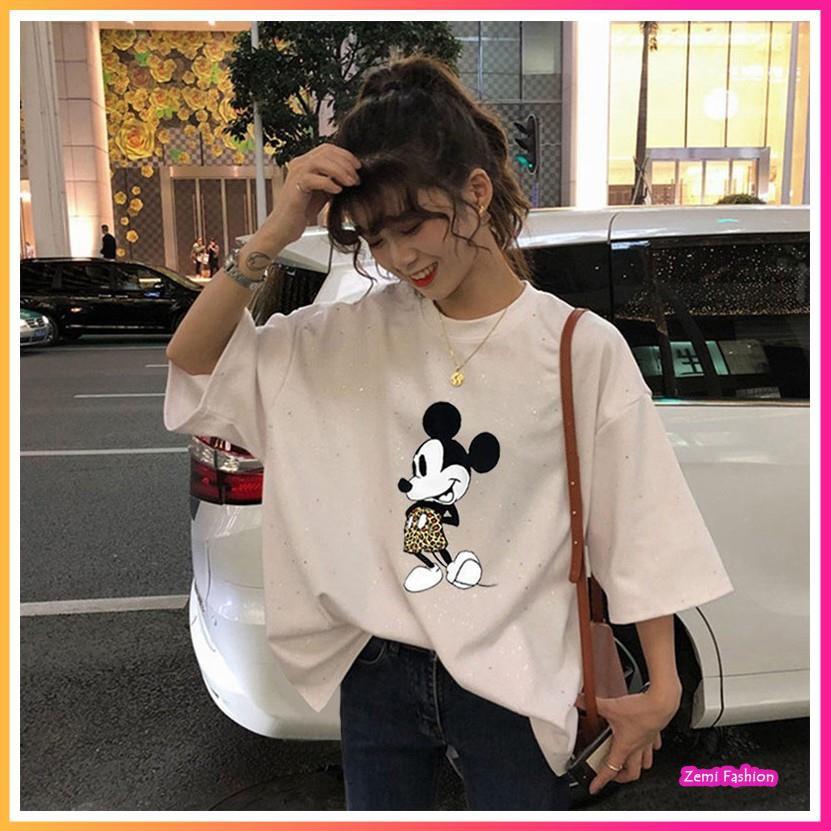 Áo thun tay ngắn nữ Tay Ngắn In Hình Chuột Mickey Ulzzang