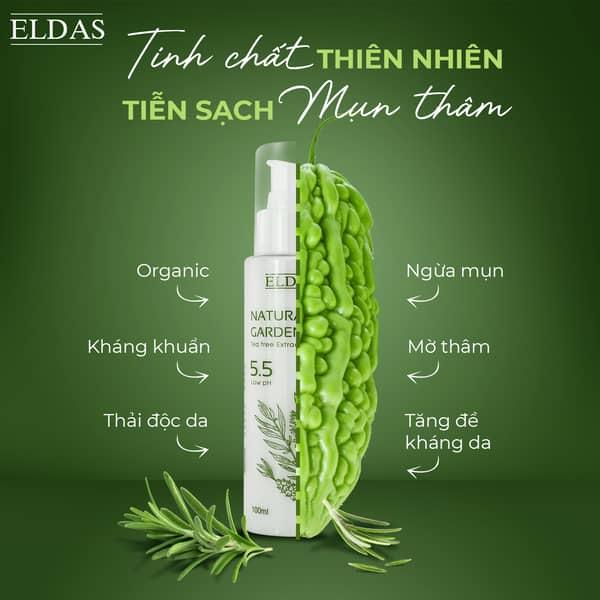 Combo Sữa tắm mụn lưng ELDAS diệt khuẩn ngừa mụn 24 giờ &amp; Sữa rửa mặt Eldas mờ thâm da sáng mịn đều màu