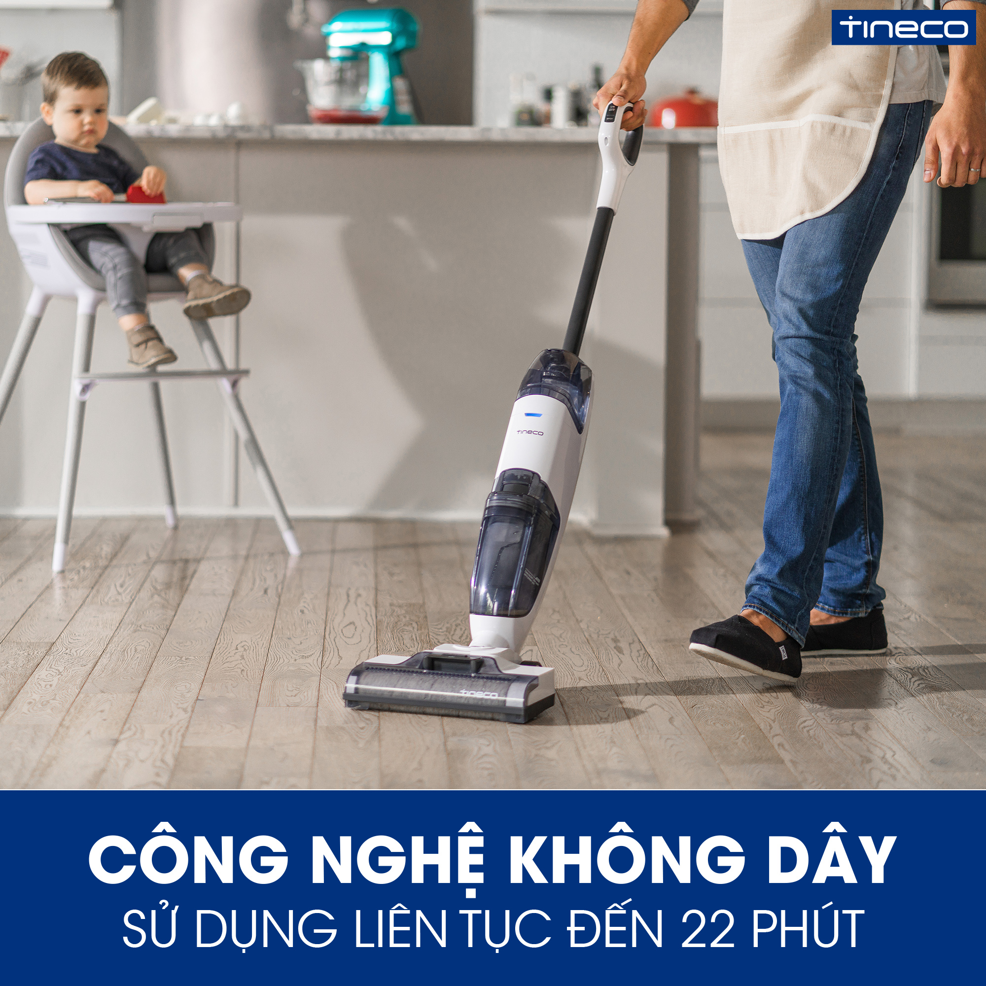 Combo Máy Hút Bụi Lau Nhà Không Dây Tineco Ifloor 2 - Hút Và Lau 2in1 - Tự Vệ Sinh Trục Lăn + Trục Lăn + Nước Lau Sàn