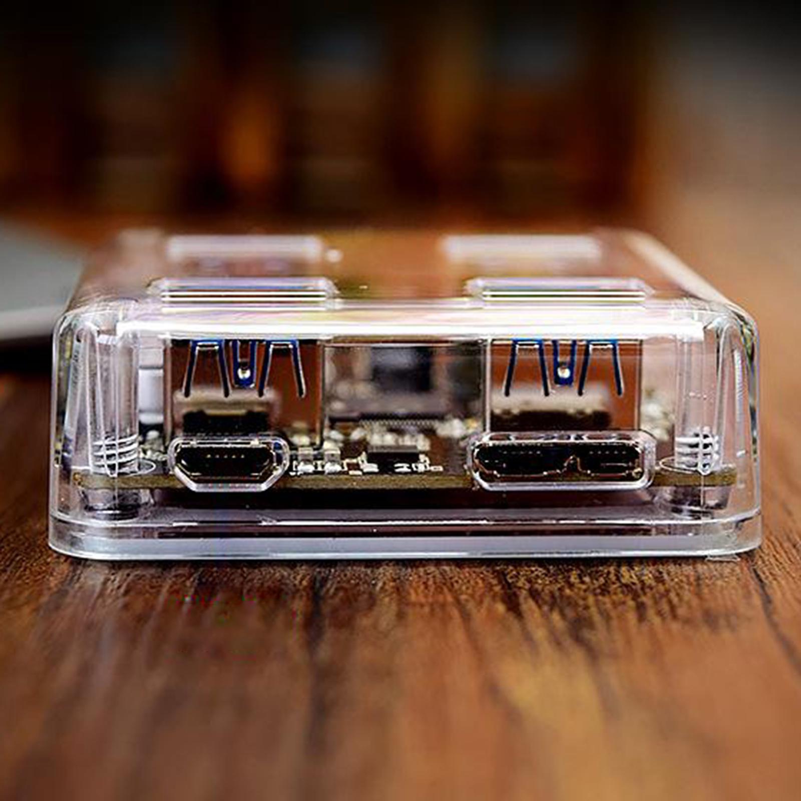 Transparent Frame HUB 4 Ports USB3.0 Adapter Splitter, Easy to Use and Carry,Portable Dongle