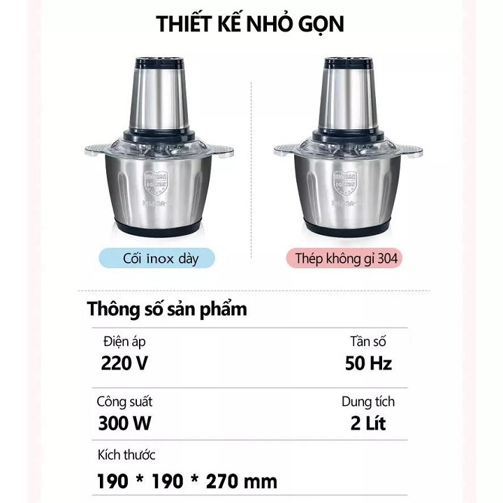 Máy xay thịt,rau ,củ ,quả   sinh tố cối inox 4 lưỡi đa năng,Công suất 250W