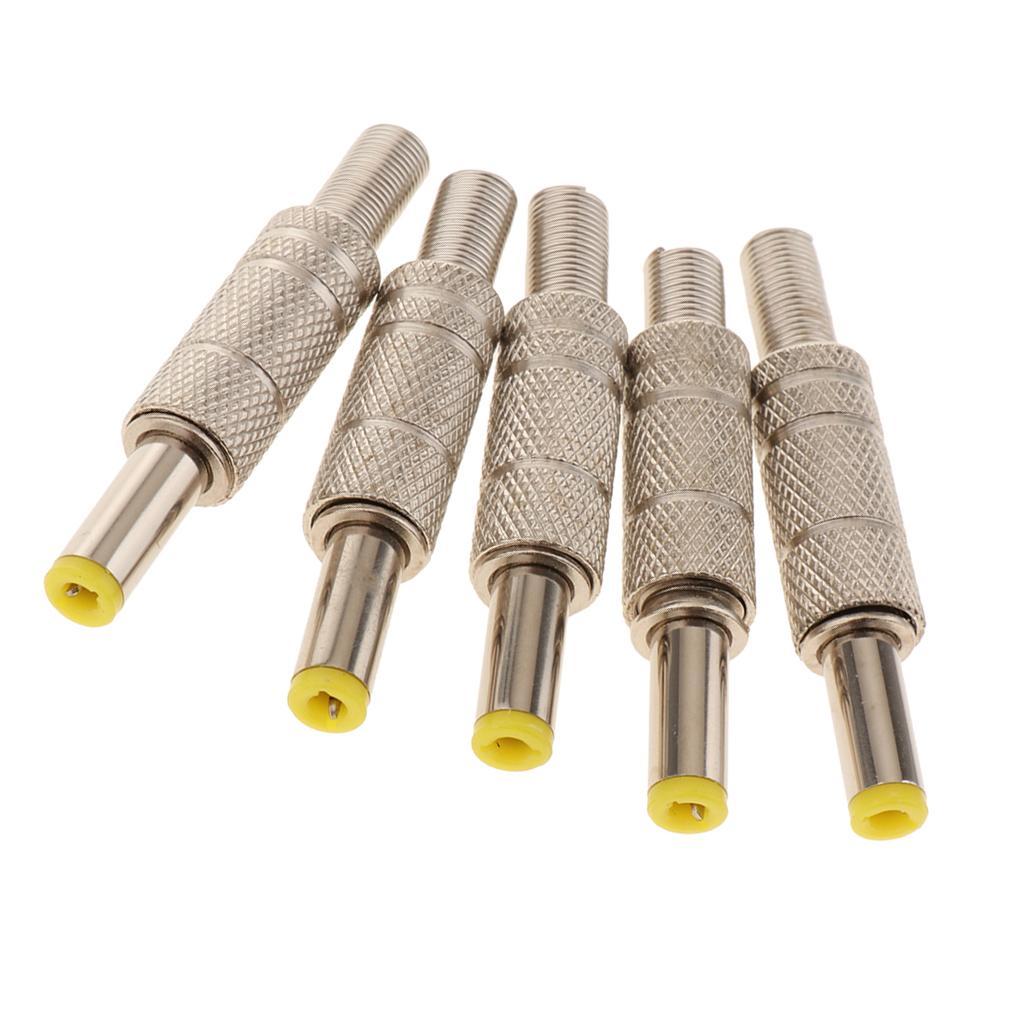 5 Pieces DC 5.5x2.5mm Power Male Plug Welding Adapter Connector Metal Shell