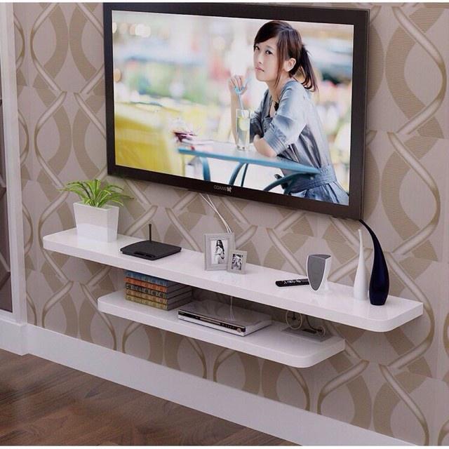 Kệ treo tường Tivi 1 thanh ngang Gỗ xanh chống ẩm- Kệ thanh ngang Viendong Adv