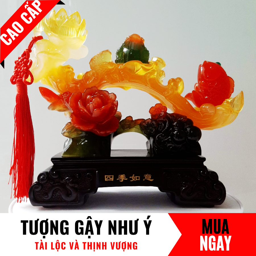 Gậy Cát Tường Như Ý Vật Phẩm Chiêu Tài Trang Trí Phong Thủy Cao 22cm