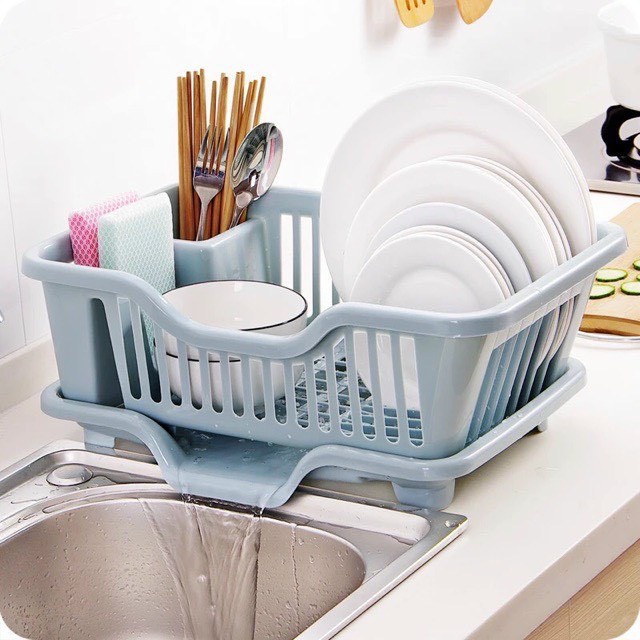 Rổ Úp Bát Chén Dĩa - Khay Kệ Đựng Chén Bát Dĩa Đũa Muỗng Có Khay Hứng Nước Tiện Lợi ZA40