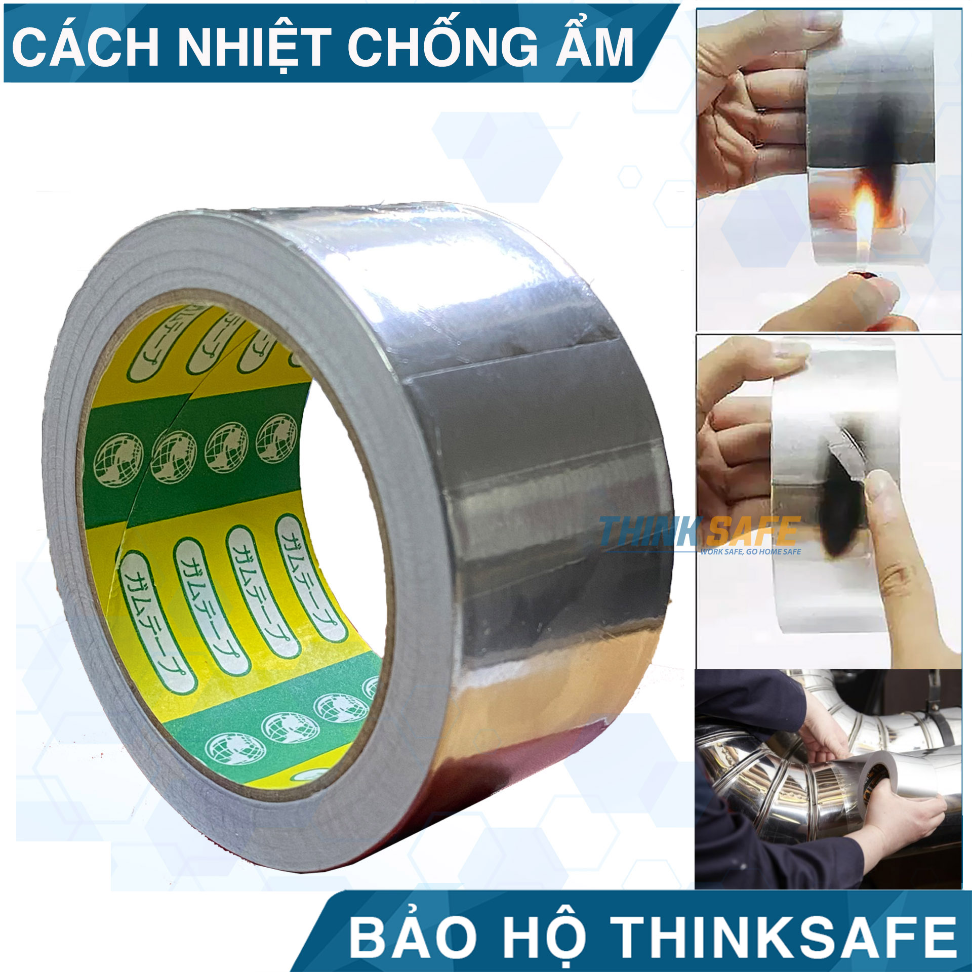 Băng keo bạc nhôm chịu nhiệt, keo cách nhiệt chống cháy, độ bám dính chắc bền