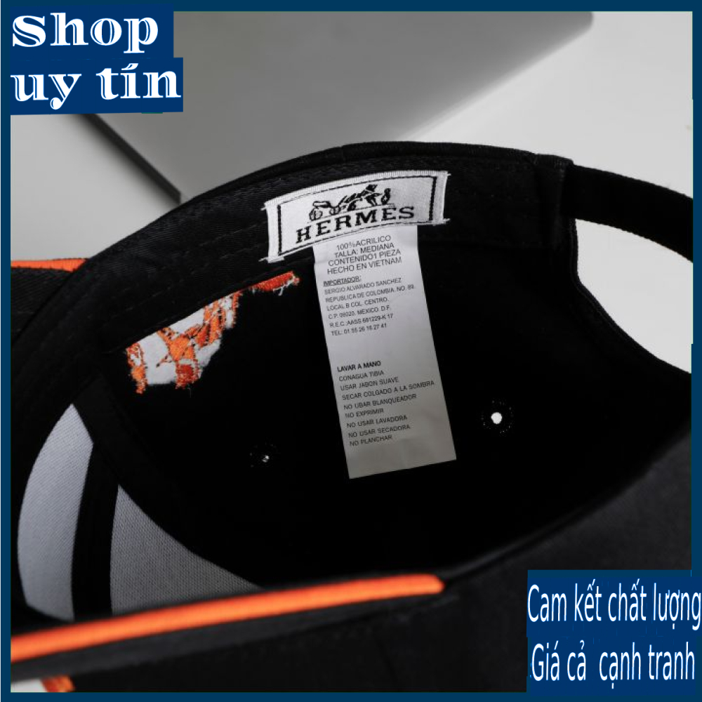 [ Miễn ship / giảm giá ] MŨ NÓN LƯỠI TRAI NAM NỮ LOGO H HER.MES CAO CẤP - màu trắng logo xanh