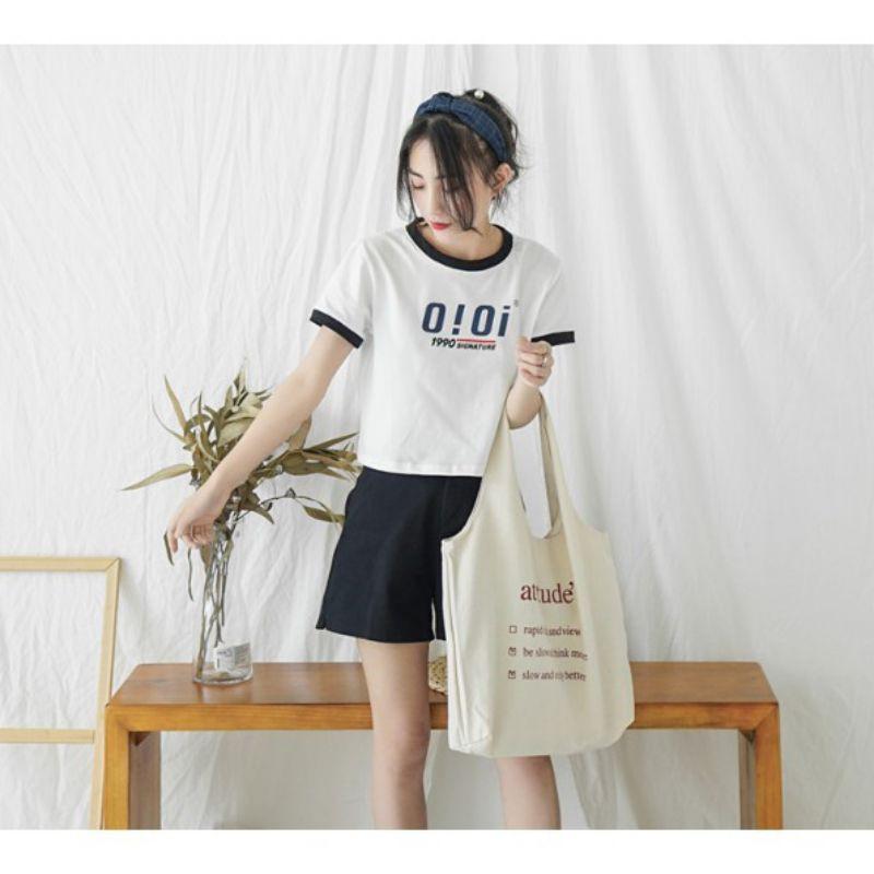 TÚI VẢI ĐEO VAI ULZZANG HÌNH QUẢ DÂU - CHỮ ATTITUDE - TÚI TOTE CANVAS ĐỦ MẪU