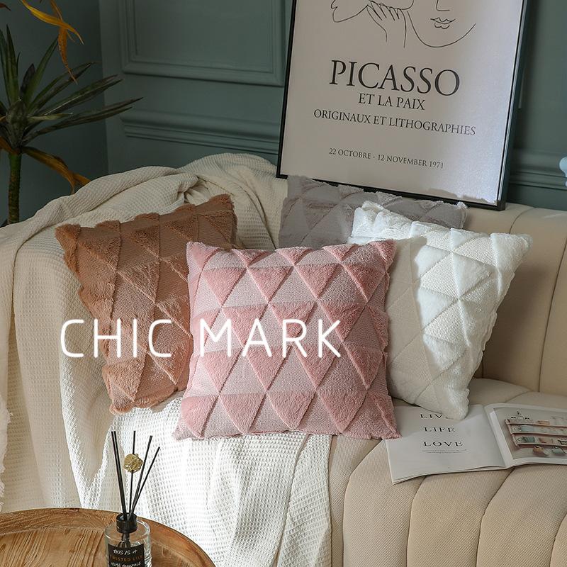 Ins Hình Học Tam Giác Sang Trọng Vỏ Gối Phòng Ngủ Ghế Sofa Đệm Lót Ghế Ô Tô Mô Hình Phòng Phòng Khách Tùy Chỉnh Gối Vuông