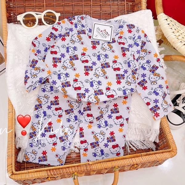 Bộ Cotton Dài Tay Cho Bé Gái 8-18kg Cực xinh