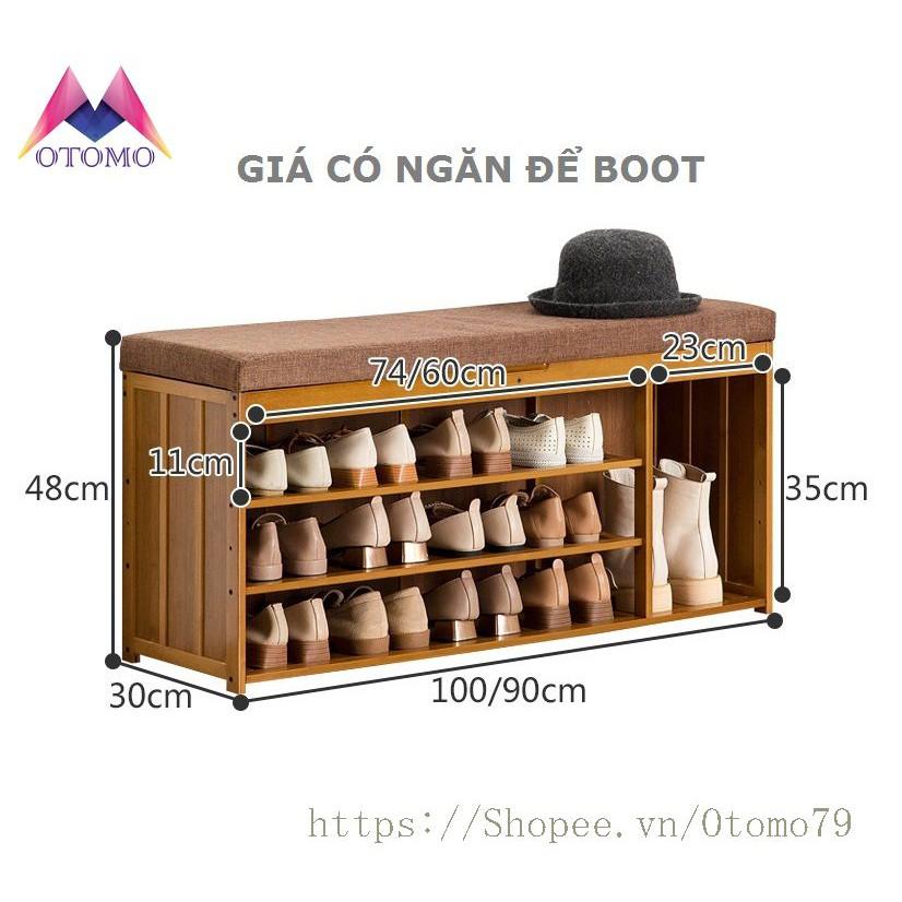 Kệ Để Giày Dép Bằng Gỗ Kiêm Ghế Ngồi
