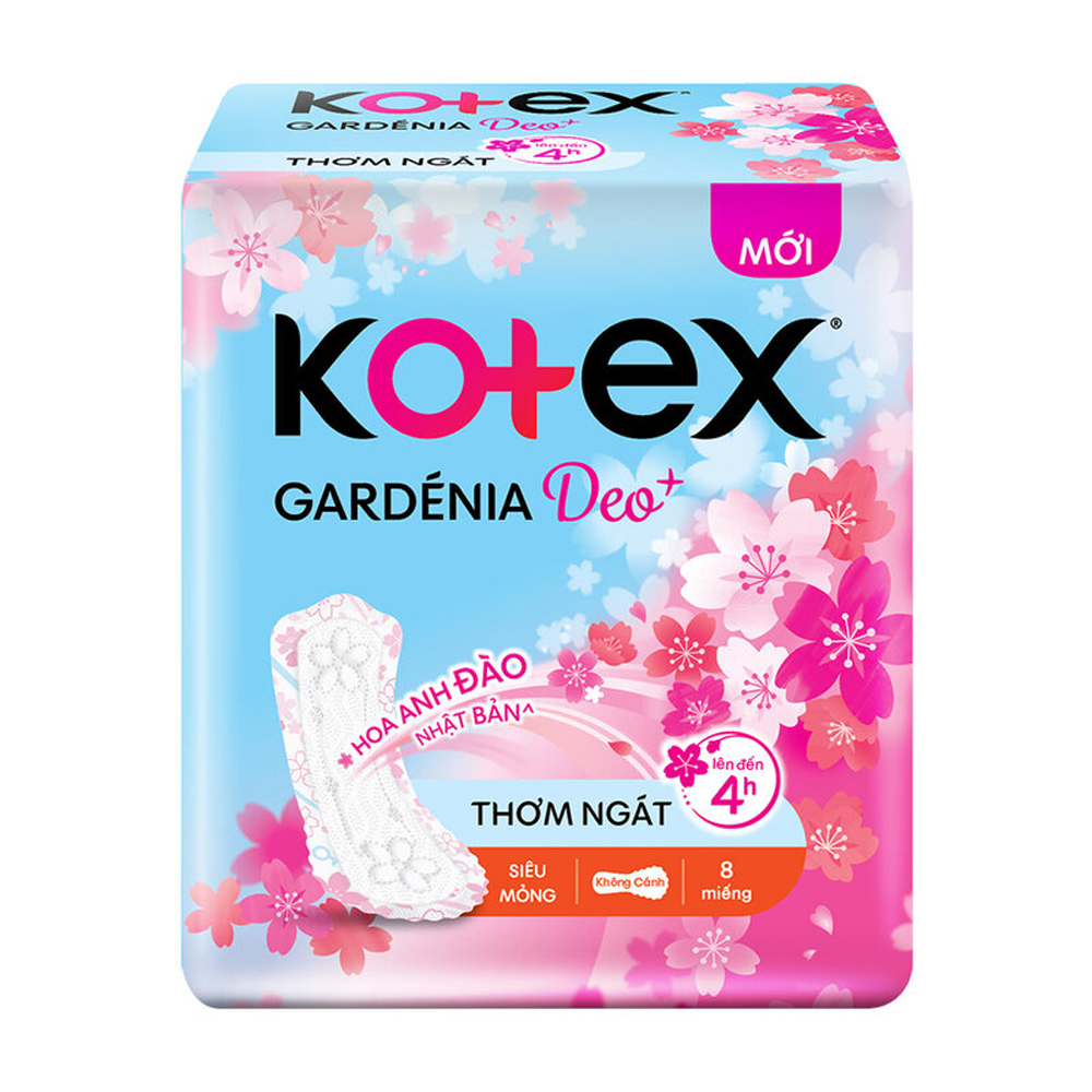 Băng vệ sinh ban ngày siêu mỏng không cánh Kotex Gardenia Deo+ 23cm (8 miếng)