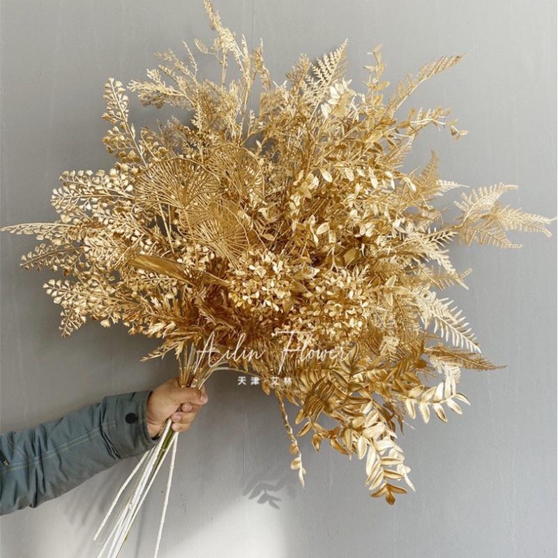 Cành lá rẻ quạt, tai chuột phủ vàng mix đào đông rất đep cao cấp 70-90cm