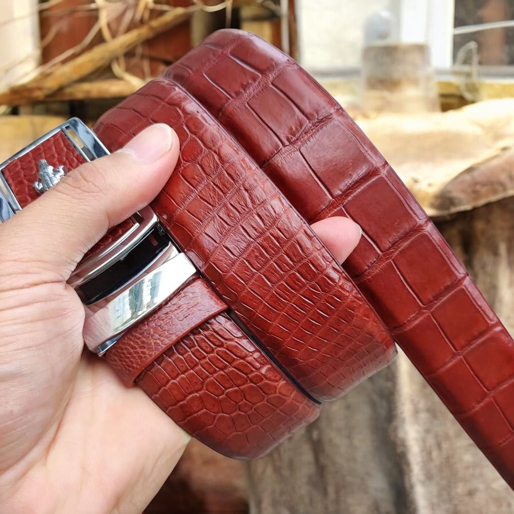 Thắt Lưng Da Bụng Cá Sấu N22ND_B (mặt bạc)