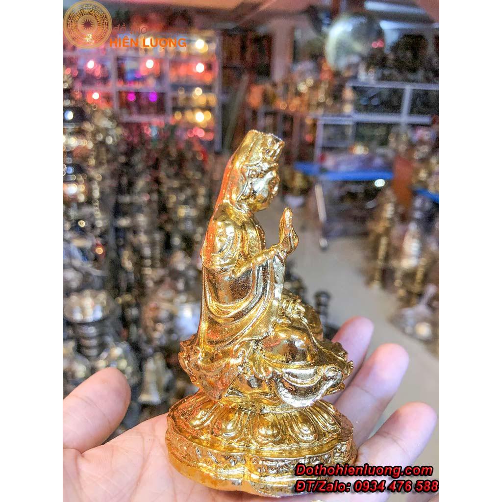 Tượng Quan Âm Bồ Tát Ngồi Đài Sen Mạ Vàng Cao 11cm