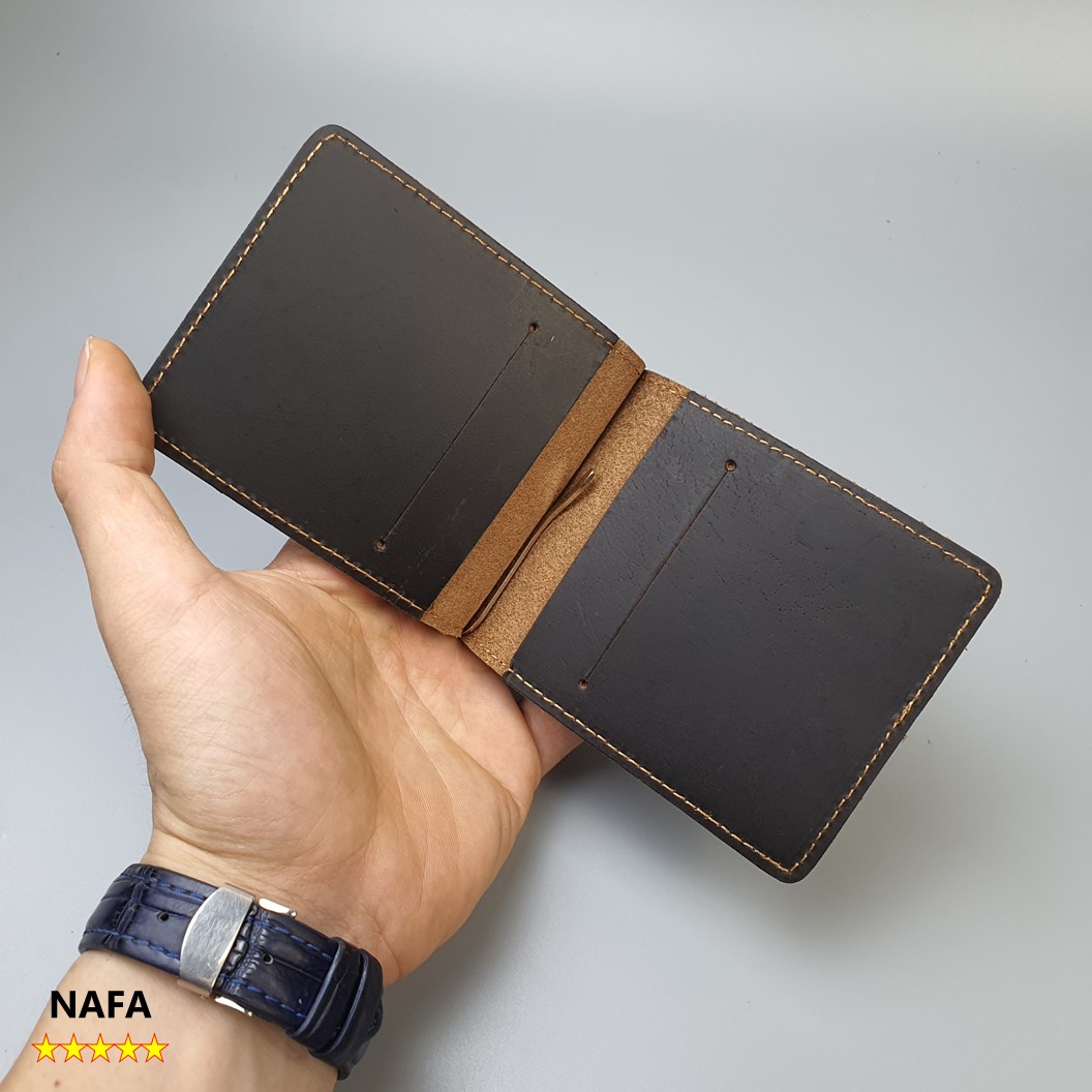 Ví da nam, ví kẹp tiền da bò sáp  NAFA WS222 thông minh, nhỏ gọn tiện lợi – Nâu sáp