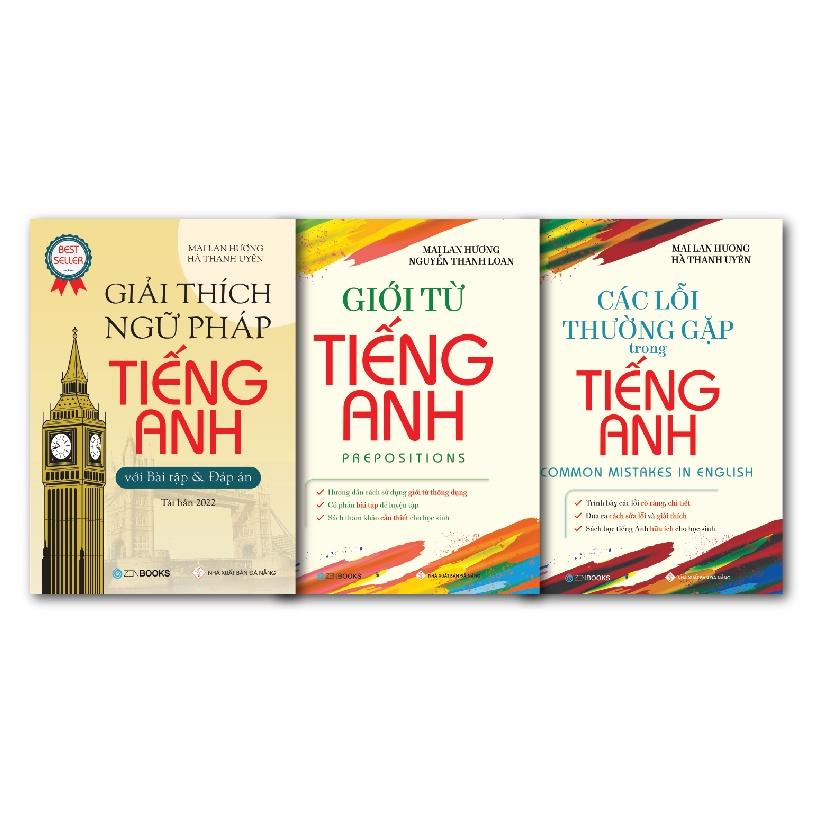 Sách Combo 3 Cuốn Giải Thích Ngữ Pháp, Các Lỗi Thường Gặp, Giới Từ Tiếng Anh