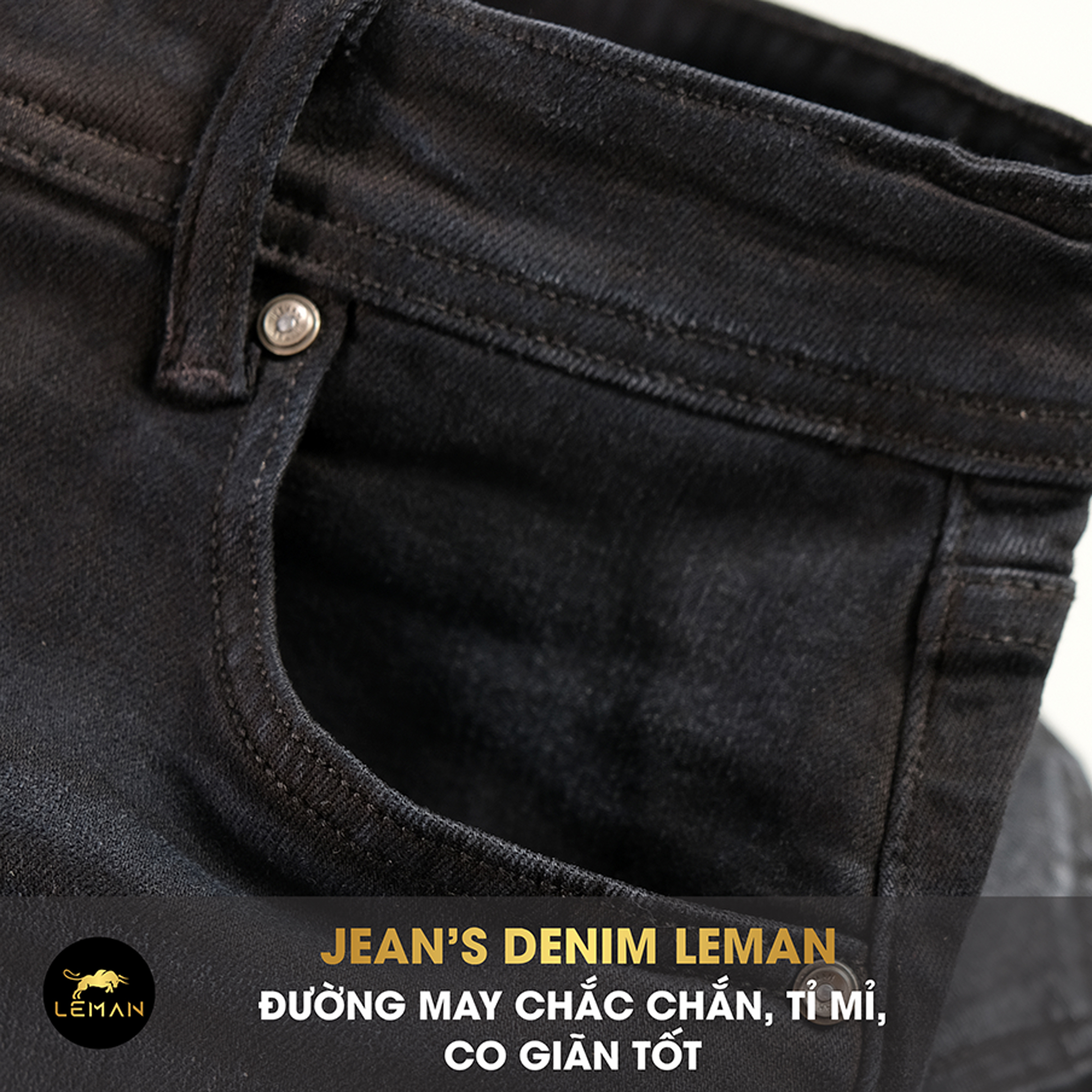 Quần Short Jean nam Leman đen trơn JL02 - Slim Form